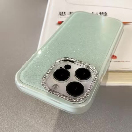 S74641 キラキラカメラフレームカラフルグリッターiPhoneケース
