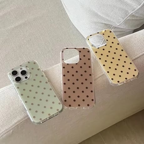 S75036 くすみドットクリア iPhoneケース