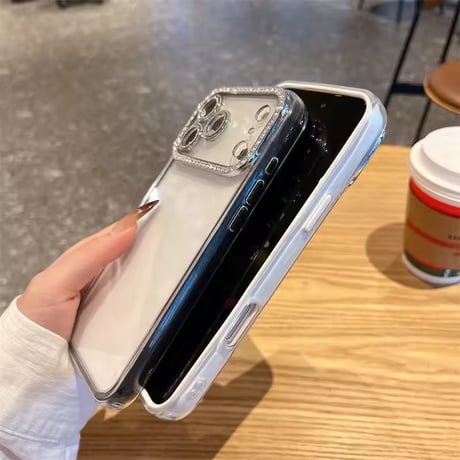 L62361 きらめきストーンフレーム クリア iPhoneケース