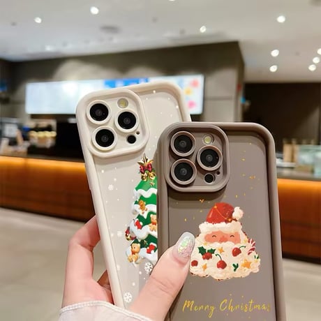 K22625 ストラップ付きクリスマスケーキ＆ツリー iPhoneケース
