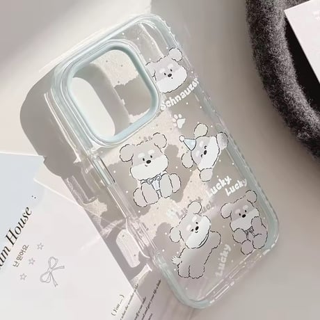 L62459 もこもこシュナウザークリアiPhoneケース
