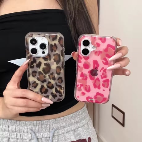 L62352 クリア×レオパード iPhoneケース