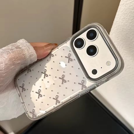 L62461 リボンドットクリアiPhoneケース