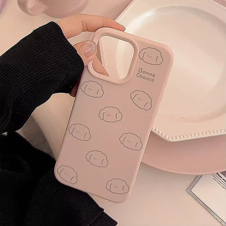 S74794 ふわふわドッグ柄iPhoneケース