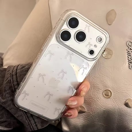 L62408 リボン柄クリアiPhoneケース