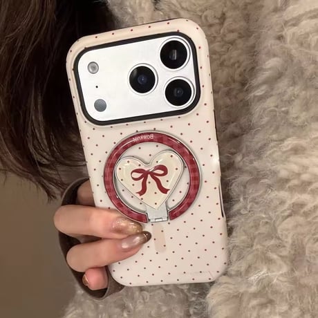 K23155 ドットリボンハートリングiPhoneケース