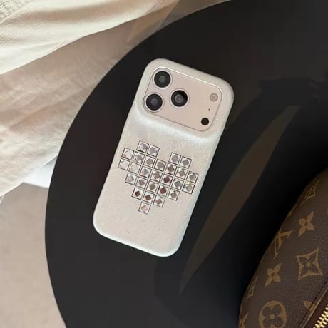 S75634 スタッズハート デニムライクiPhoneケース