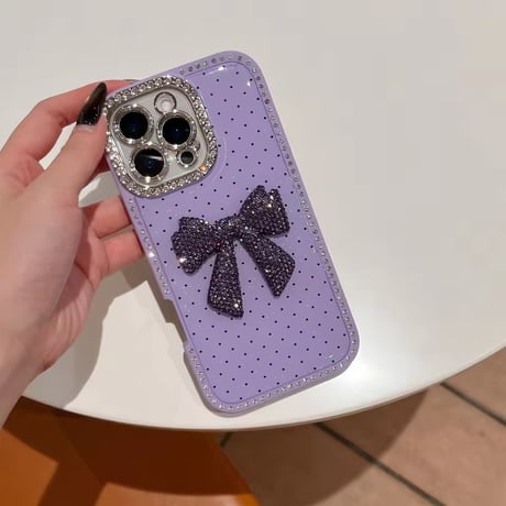 S74981 グリッターリボンドットiPhoneケース
