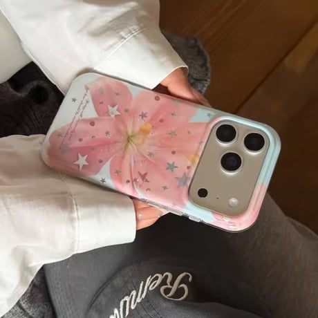 S75627 スターリーピンクフラワー iPhoneケース