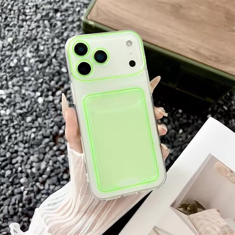 K22927 カラーフレーム付きカード収納クリアiPhoneケース