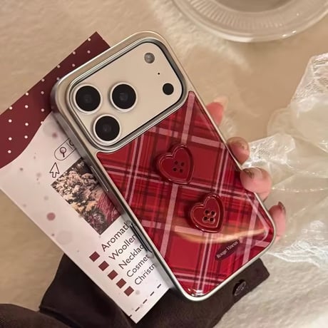 S75330 ハートボタンチェック iPhoneケース
