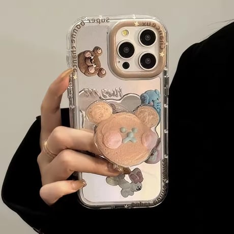 K23168 くまちゃんソケット＆ハンドストラップ付き iPhoneケース