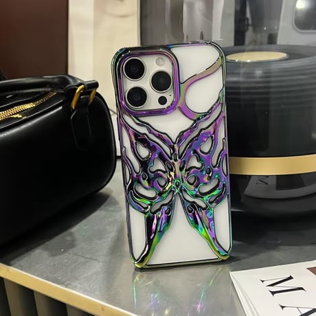 S74708 メタリックバタフライアーマーiPhoneケース