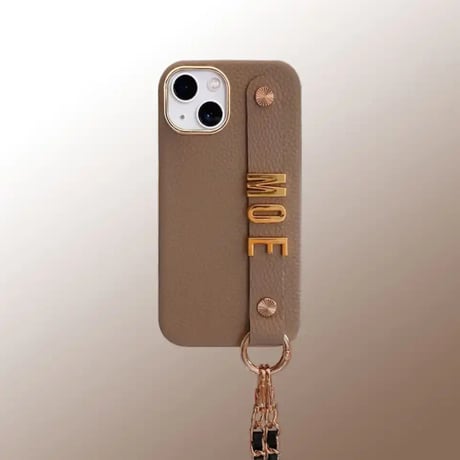 K22414  カスタムネーム ストラップ付きiPhoneケース