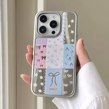 S74678 リボンパッチワーク iPhoneケース