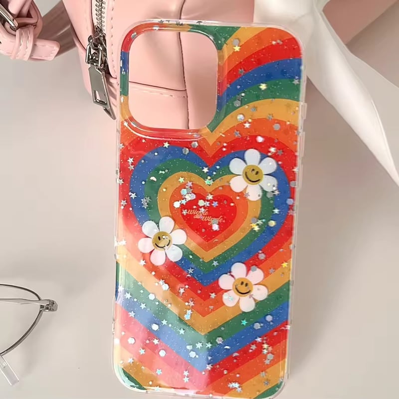 L62190 スマイルフラワーのレインボーiphoneケース | nanomita