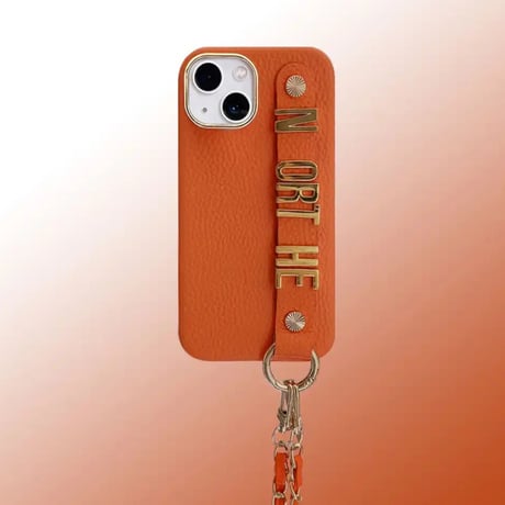 K22414  カスタムネーム ストラップ付きiPhoneケース