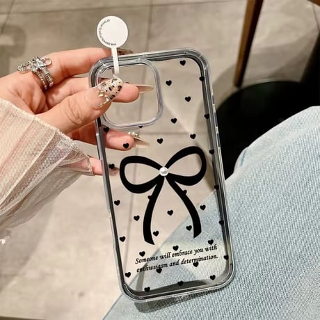L62420 ロマンティックリボンクリアiPhoneケース