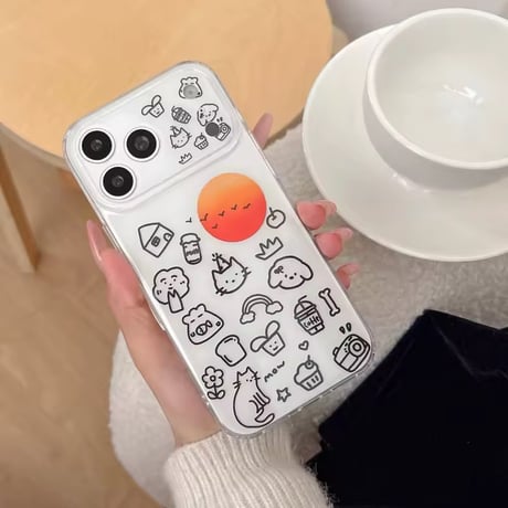 S75430 ゆるかわイラストサンセット iPhoneケース