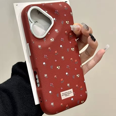 S74303 ちいさなお花のレザー調iPhoneケース