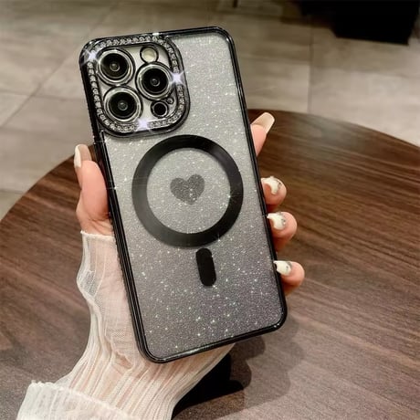 S74427 ハートラメMagSafe対応iPhoneケース