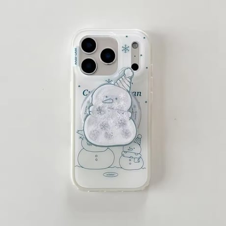 K22982 スノーマンソケット付き クリアiPhoneケース
