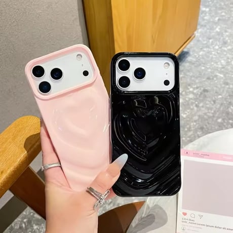S75038 ぷっくりハートのグロッシーiPhoneケース