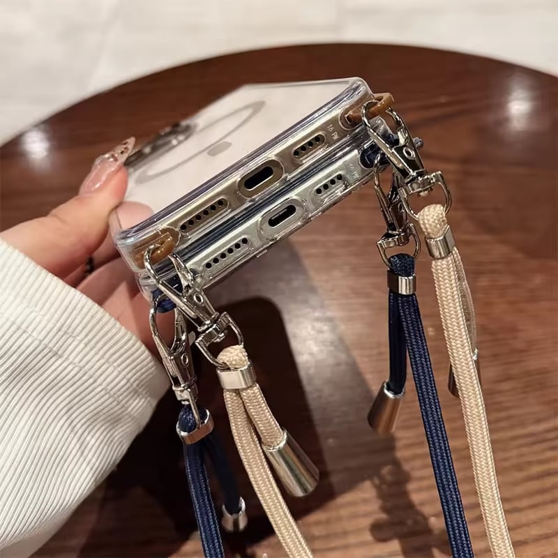 K22963 カラーフレームストラップ付き MagSafe対応クリアケース | nanomita