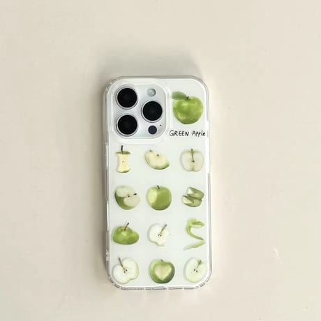 S74773 グリーンアップル柄iPhoneケース