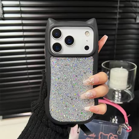 S74988 ねこ耳グリッター iPhoneケース