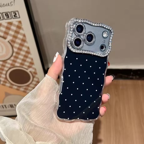 S75126 ドット×キラキラフレームのiPhoneケース