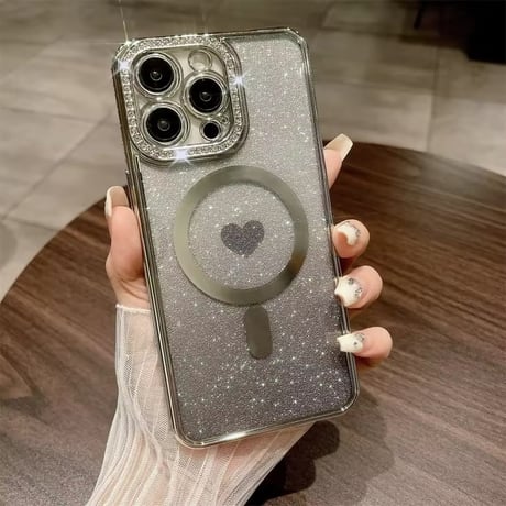 【即納商品】S74427 ハートラメMagSafe対応iPhoneケース
