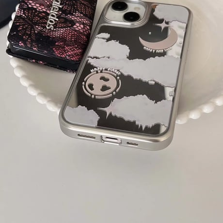 S74171 ムーン＆クラウド シルバーフレーム iPhoneケース