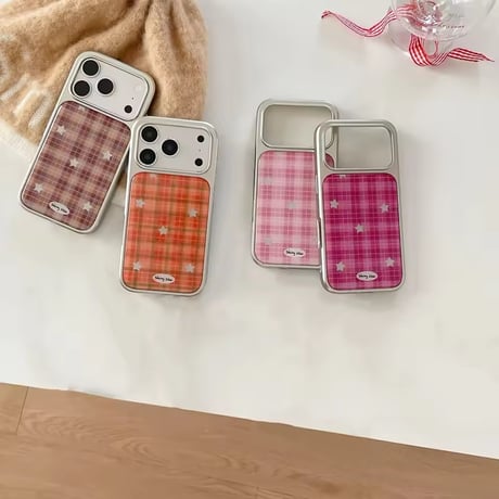 S75321 スターアクセント チェックiPhoneケース