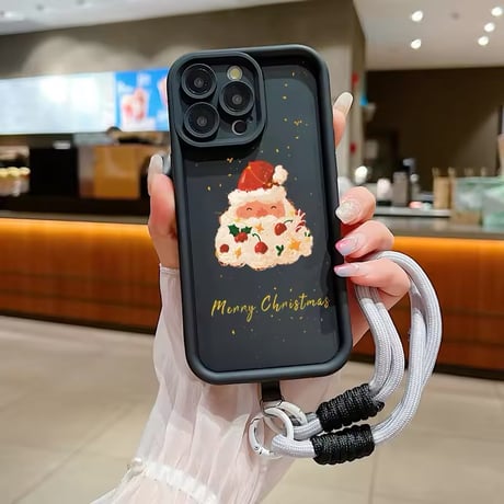 K22625 ストラップ付きクリスマスケーキ＆ツリー iPhoneケース
