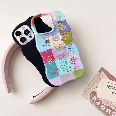 S74883 カラフルアートパッチ iPhoneケース