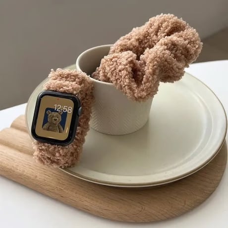 【即納商品】N00109 もこもこシュシュ風 Apple Watchバンド