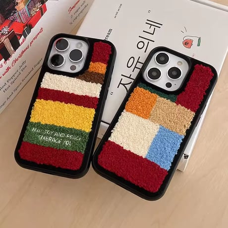 S74946 カラフルもこもこブロック iPhoneケース