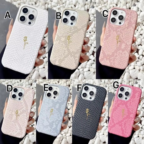 S75260 ローズモチーフ レザーテクスチャー iPhoneケース