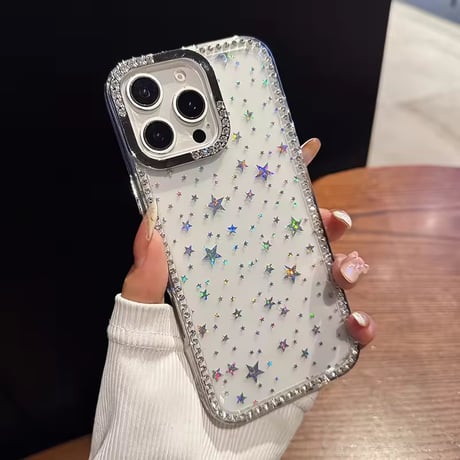 L62427 スターダストグリッタークリアiPhoneケース