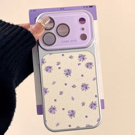 S75646 フラワーガーデンレザー風iPhoneケース