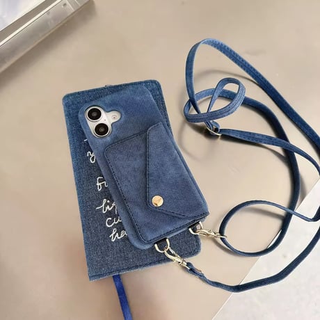 K22811 デニムポケット付きショルダーiPhoneケース