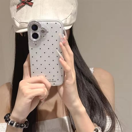 S74971 ビジューカメラリング ドットiPhoneケース