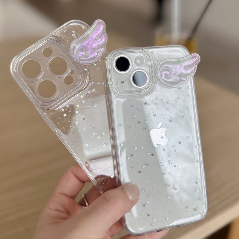 天使の羽 エンジェル 推し活にも クリア ラメ iphoneケース L66148