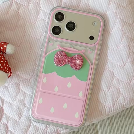 K23078 いちごリボンスタンドiPhoneケース