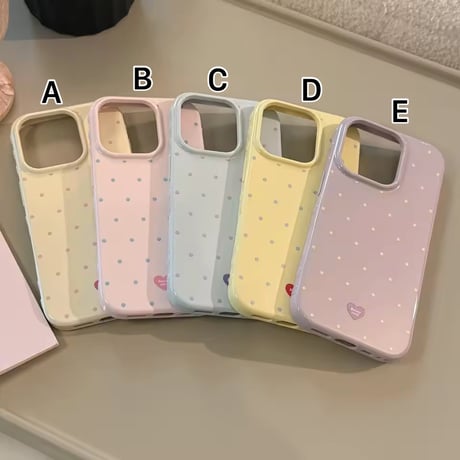 S75063 ドットハートパステル iPhoneケース