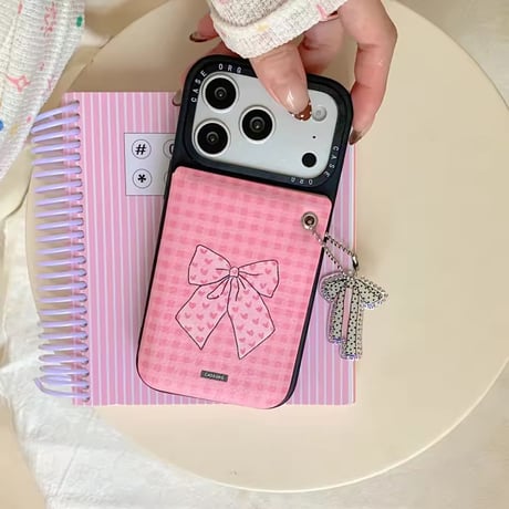 K23017 リボンチェックミラーiPhoneケース