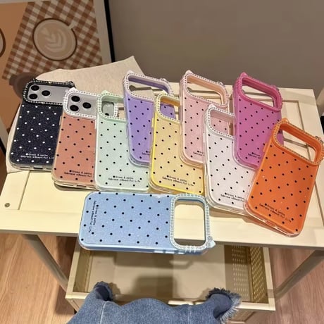 S75275 猫耳ビジューフレームドットiPhoneケース
