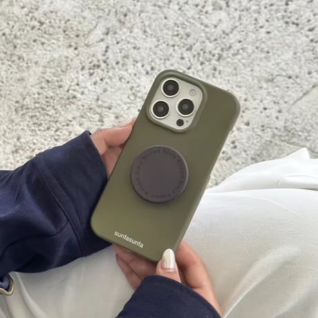 K22742 くすみカラーのマットスタンドiPhoneケース