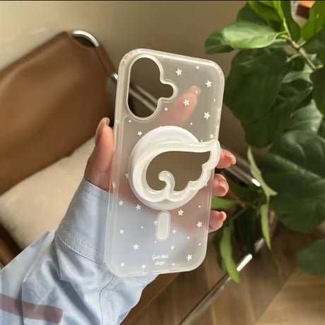 K22723 天使の羽ミラー付きiPhoneケース（MagSafe対応）